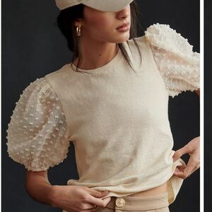 Maeve Woven Puff-Sleeve Top NWT
